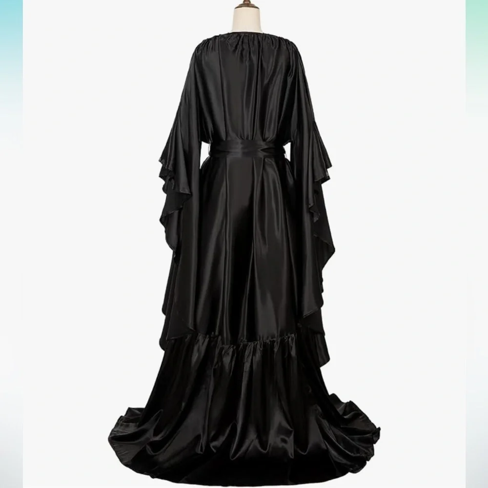 🆕 Black Robe Gown Kimono Sexy Goth Moody Whimsigoth Dark Academia XL NWT NEW